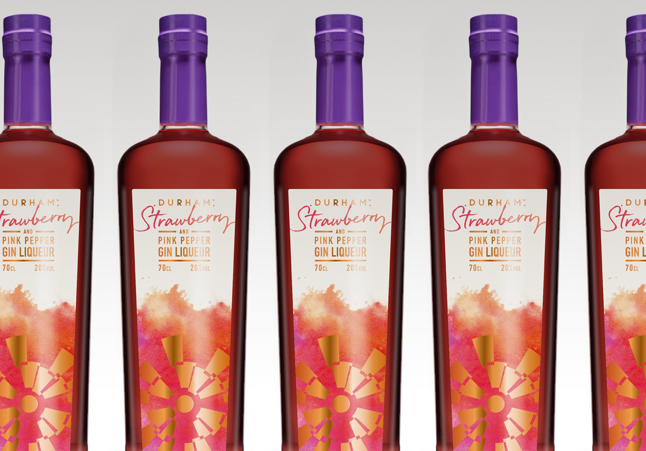 Design of Durham Strawberry & Pink Pepper Gin Labels